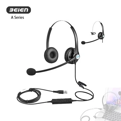 Lichtgewicht bedrade callcenterheadset met microfoon